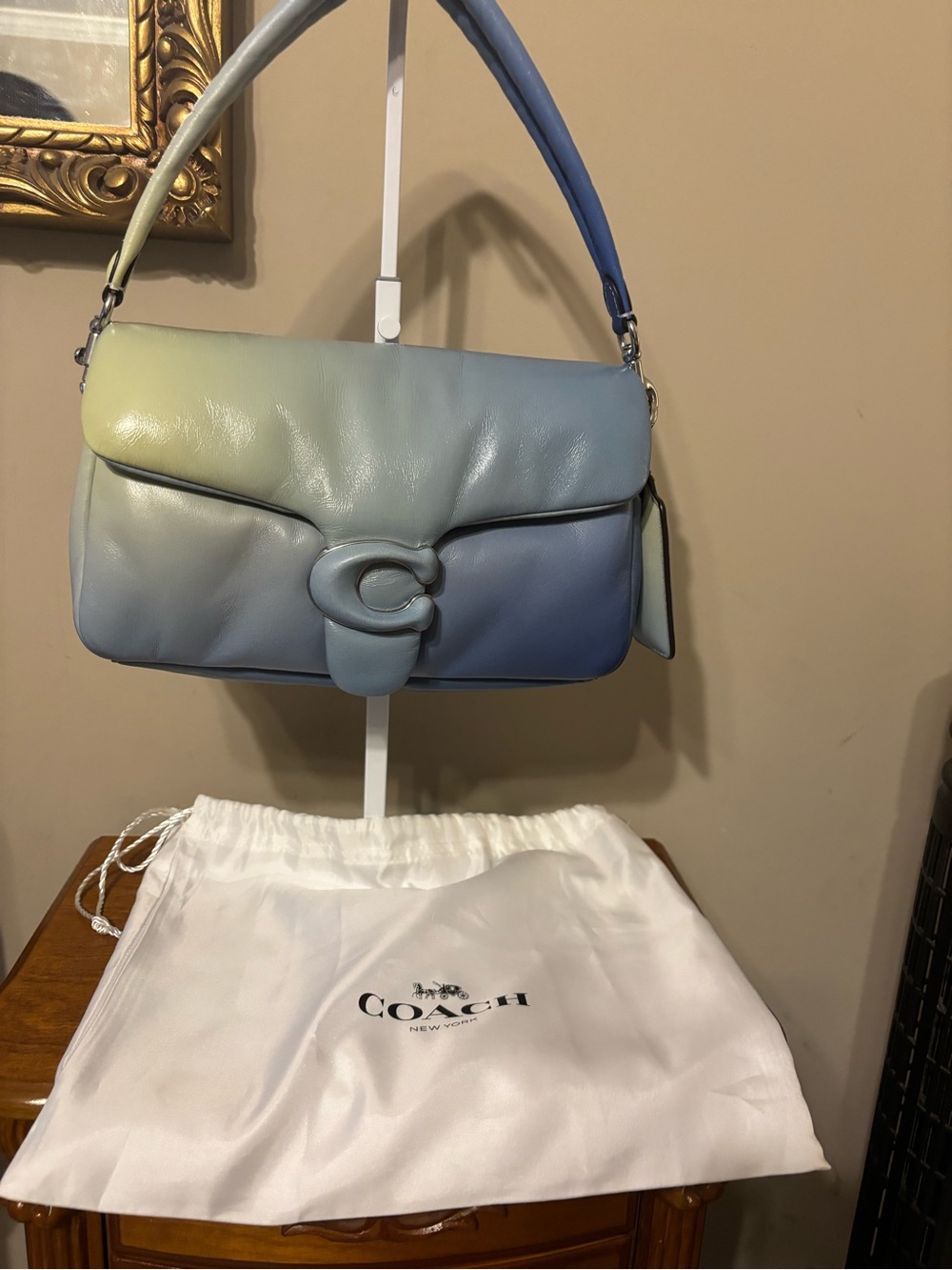 Coach Ombre Leather Shoulder Bag in Blue and Green Gradient - Picture 2 of 5